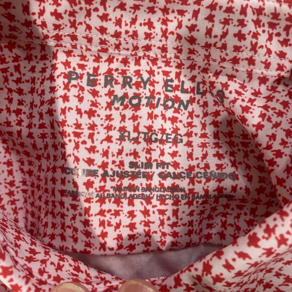 Perry Ellis Motion Shirt Mens XL Red Button Down Slim Fit Short Sleeve Casual Pr - Picture 5 of 9